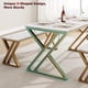 thumbnail image 5 of 4-person dining mesa bench set: rectangular mesa con faux marble top, sturdy metal frame, space-saving para kitchen, dining room, o apartment, 5 of 7