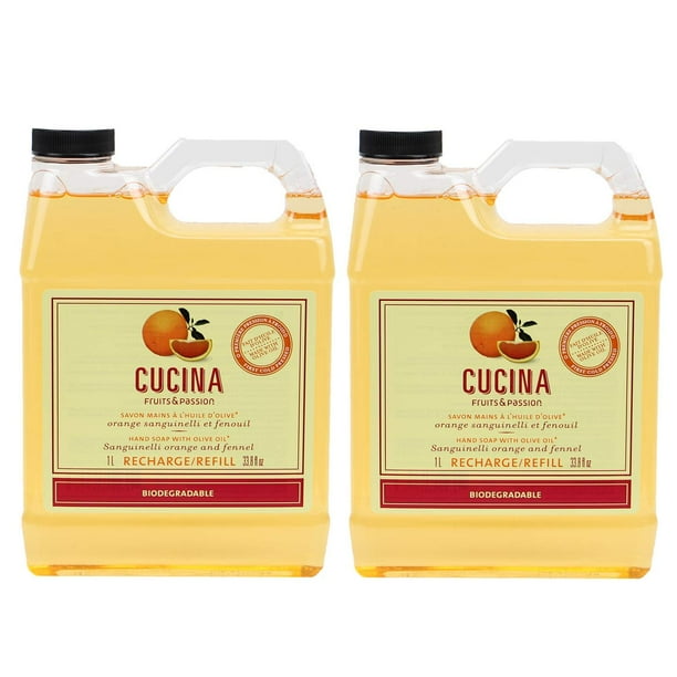 Cucina Purifying Hand Wash Refill Jarra de plástico de 33.8 oz (2 Sanguinelli naranja e hinojo)