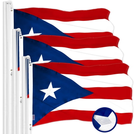 G128 3 Pack: Puerto Rico Puerto Rican Flag | 2x3 Ft | ToughWeave Series Embroidered 300D Polyester | Embroidered Design, Indoor/Outdoor, Brass Grommets