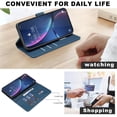 thumbnail image 5 of Case For iPhone 13 / 14【RFID Blocking】with Multi-Card Holder Bills Slot, Calfskin-Texture Vegan Leather Magnetic Wallet Case,Blue,For iPhone 13 / 14, 5 of 10
