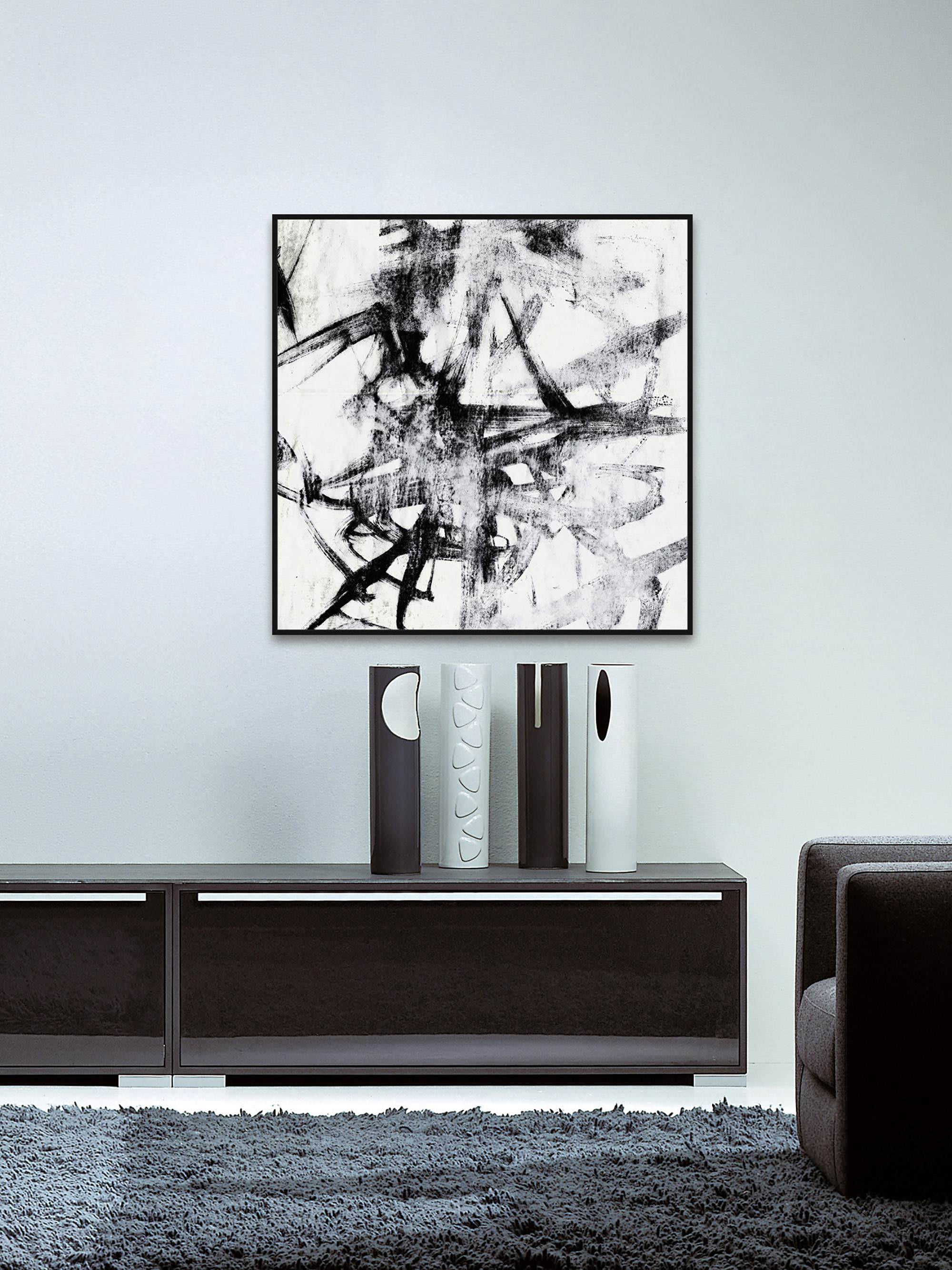 Monotype Scribble II Floater Framed Painting Print on Canvas