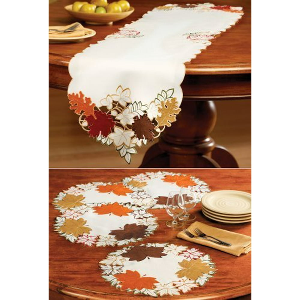 Maple Leaf Embroidered Fall Table Linens Placemat by Collections Etc