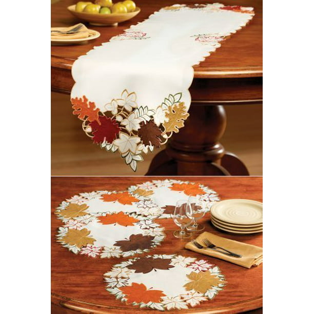 Maple Leaf Embroidered Fall Table Linens Placemat by Collections Etc ...