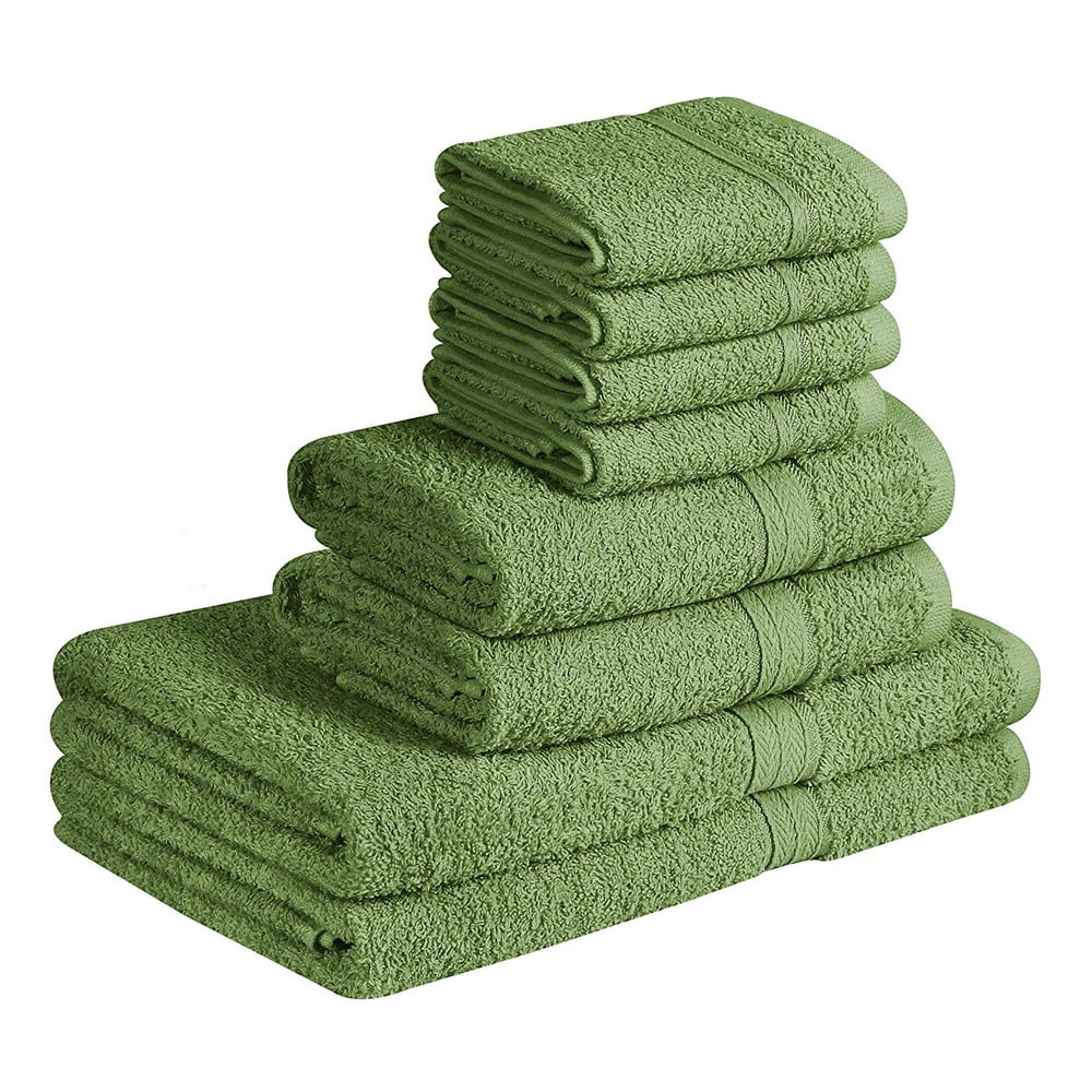 100 Cotton 8Piece Towel Set Jade Green 2 Bath Towels, 2 Hand