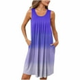 thumbnail image 2 of Aobny Sleeveless Nightgown for Woman Blue Loose Gradient Short Crew Neck Nightgowns for Women,Women's, 2 of 7