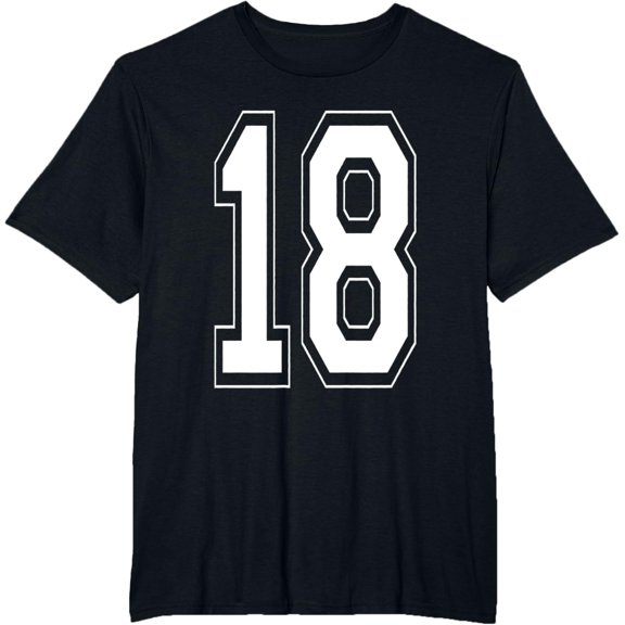 t-shirt Number 18 Birthday Gift Sports Player Team Numbered Jersey T-Shirt mens,black,women,funny,men,journey,Crew Neck, Short Sleeve,printing