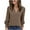 Coffee, variant on Wdfiry Women's V Neck Tops Ribbed Puff Long Sleeve Fall Knit T-shirt Solid Color Lightweight Tops