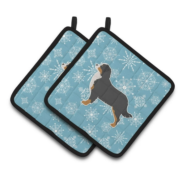 Carolines Treasures BB3519PTHD Winter Snowflake Bernese Mountain Dog Pair of Pot Holders , 7.5HX7.5W, multicolor