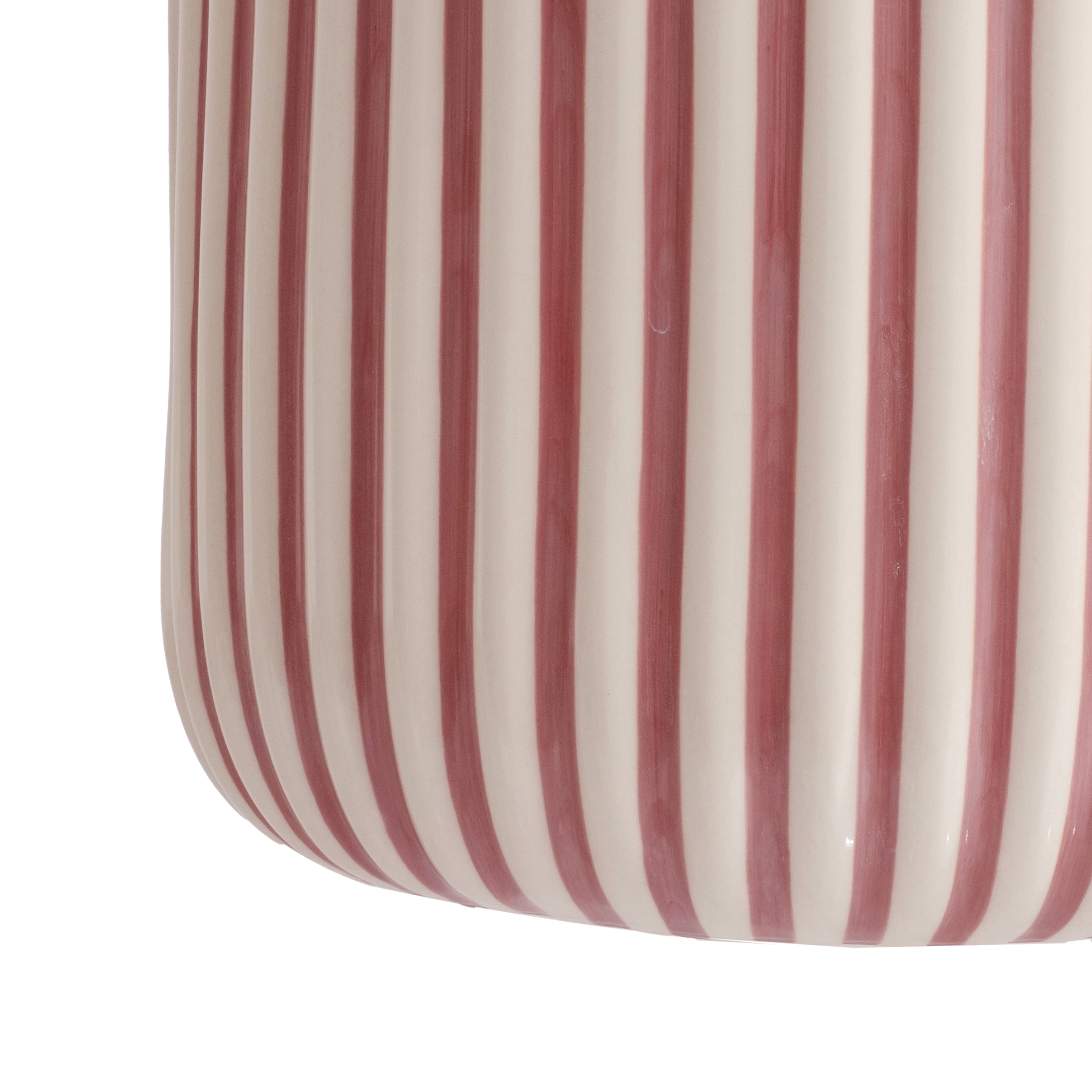 Beautiful 8" Rose Pink Stripe Ceramic Planter by Drew Barrymore