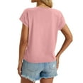 thumbnail image 4 of DPTALR George Women's Summer V-Neck Short Sleeve T-Shirts,Dressy Casual Loose Fit Cute Trendy Fashion Tops,Pink,Size M, 4 of 7