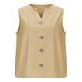 thumbnail image 4 of Craaazy Womens Casual Solid Color Button Front Crew Neck Comfortable Tank Top with Loose Fit for Daily Wear Gift, 4 of 5