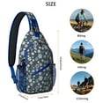 thumbnail image 5 of Sling Backpack,Dark Blue Christmas Snowflake Pattern Sling Bag with Water Bottle Holder,Waterproof Sling Bag for Men/Women with Headphone Jack for Hiking,Travel, 5 of 6