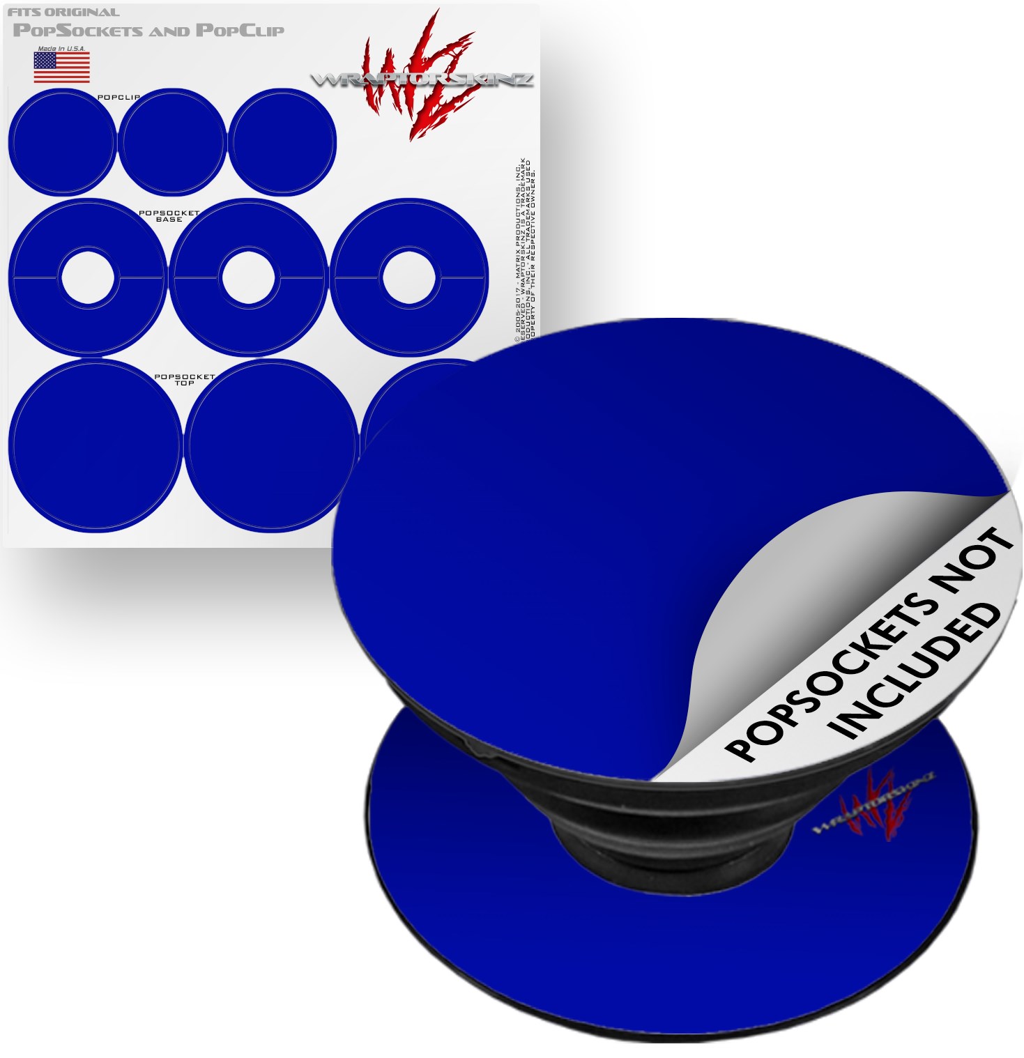 Decal Style Vinyl Skin Wrap 3 Pack for PopSockets Solids Collection Royal Blue (POPSOCKET NOT INCLUDED) by WraptorSkinz