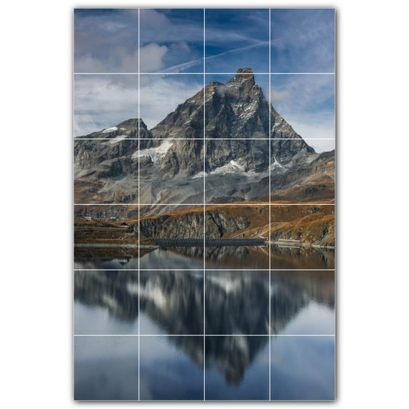 Picture-Tiles.com: Mountains Ceramic Tile Wall Mural WAL500852-46L. 32"W x 48"H using (24) 8" x 8" Ceramic Tiles-Satin Finish