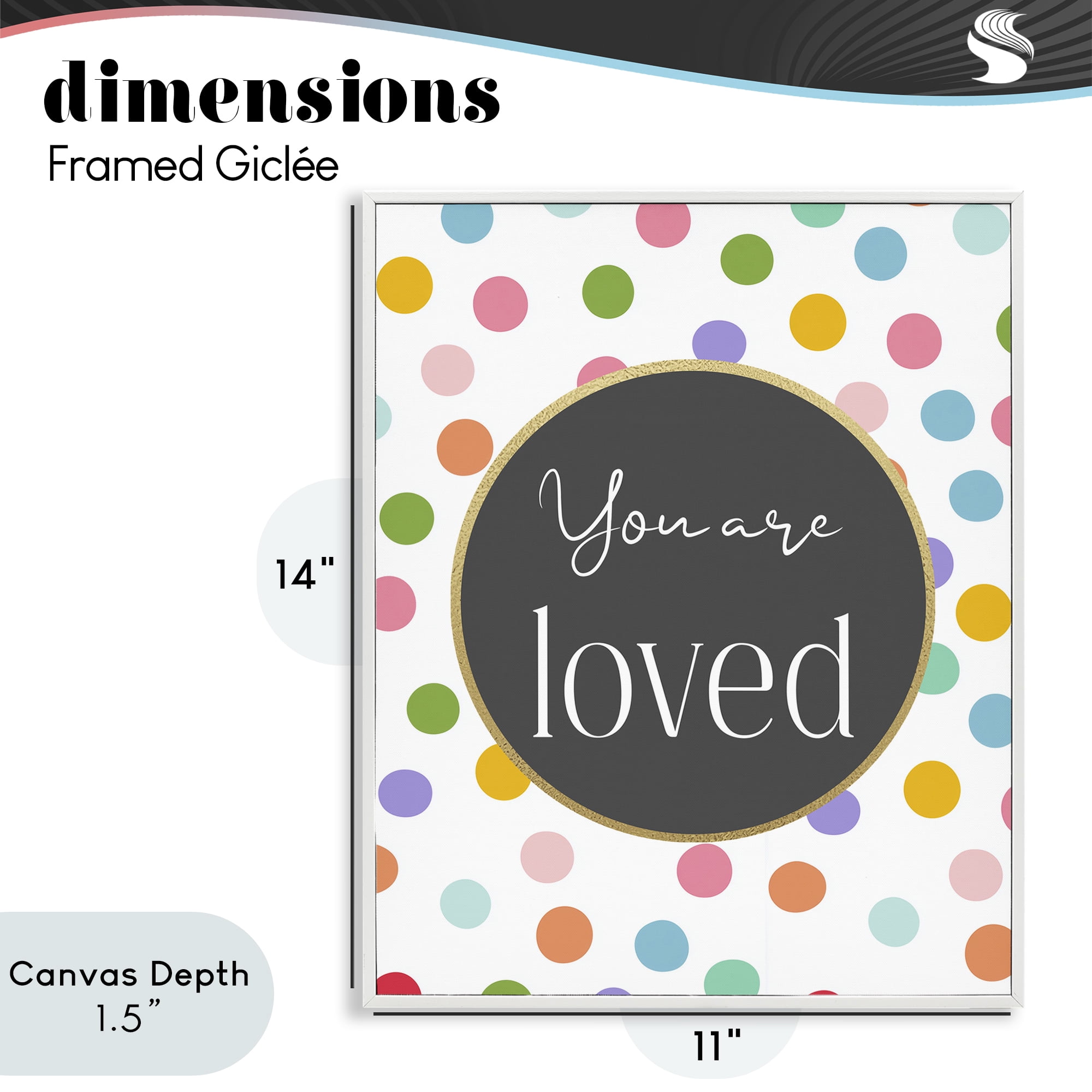 Stupell Industries You Are Loved Polka Dots White Framed Giclee Art, design by Christine Simpson Art