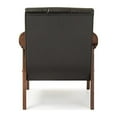 thumbnail image 4 of Baxton Studio Nikko Mid-century Modern Scandinavian Style Black Faux Leather Wooden Lounge Chair, 4 of 5