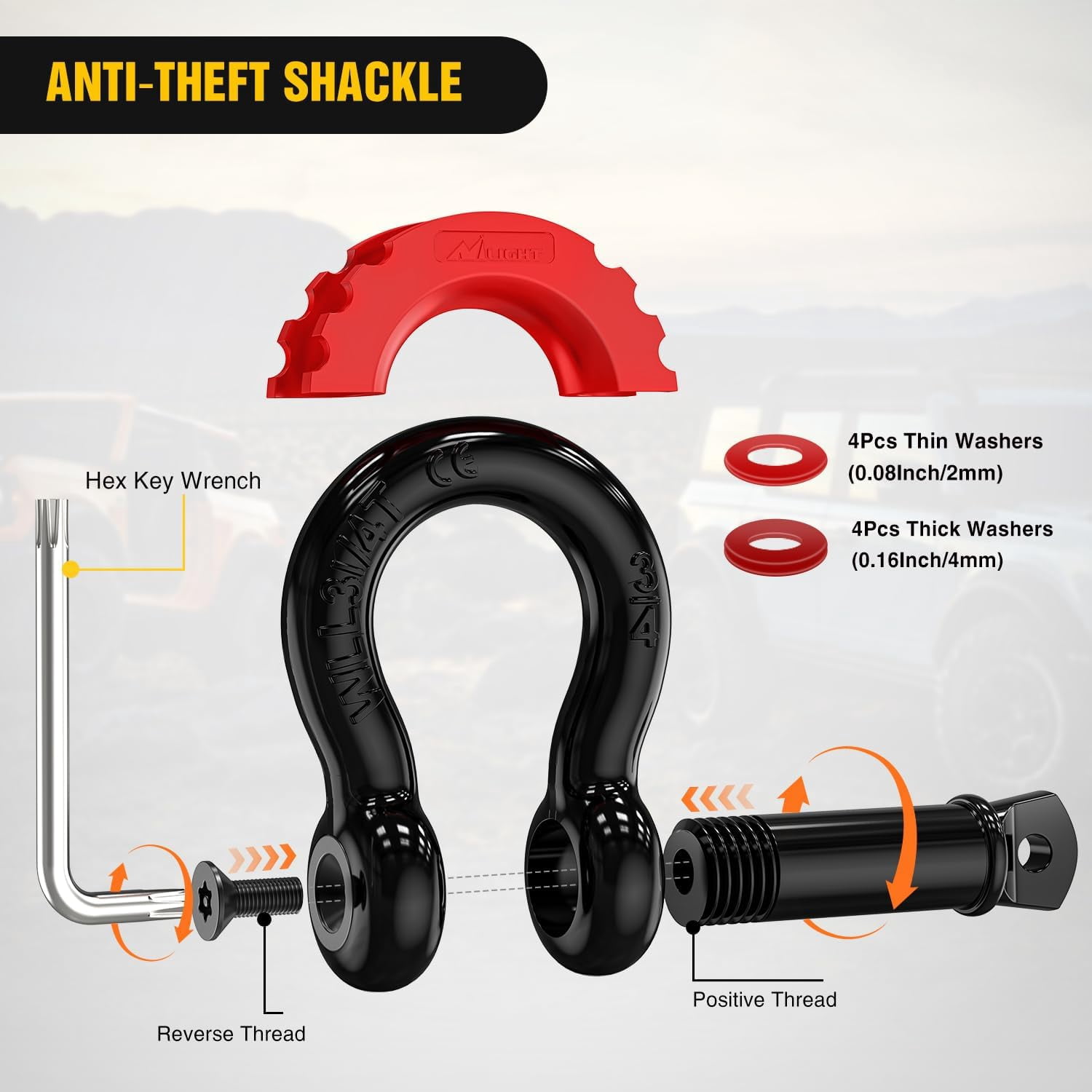 Nilight Recovery Tow Strap Kit 3 Inch x 30 Ft Heavy Duty Tow Rope with 2 Inch Hitch Receiver and 3/4 Inch Anti-Theft D Ring Shackles Storage Bag for Car Truck SUV ATV 31500 LBS Break Strength