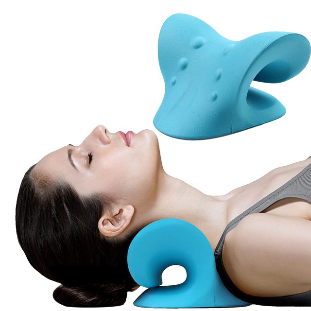Almohada de masaje Maboto Almohada de apoyo Estirador de cuello Alivio del dolor Color azul