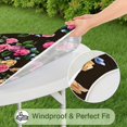 thumbnail image 5 of Pioneer Flower Floral Print Pattern Round Fitted Tablecloth with Elastic Edge,Dining Table Cover Waterproof,Outdoor Round Tablecloth for Camping,Dining,Indoor and Outdoor, 5 of 7