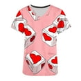 thumbnail image 4 of Valentines Day Scrub Tops Women, Heart Blouses for Women, Short Sleeve V Neck Shirts Women's Valentine's Day Printed Blouse with Pockets Nurse Tops Short Sleeved V-Neck Tops Shirt, 4 of 5