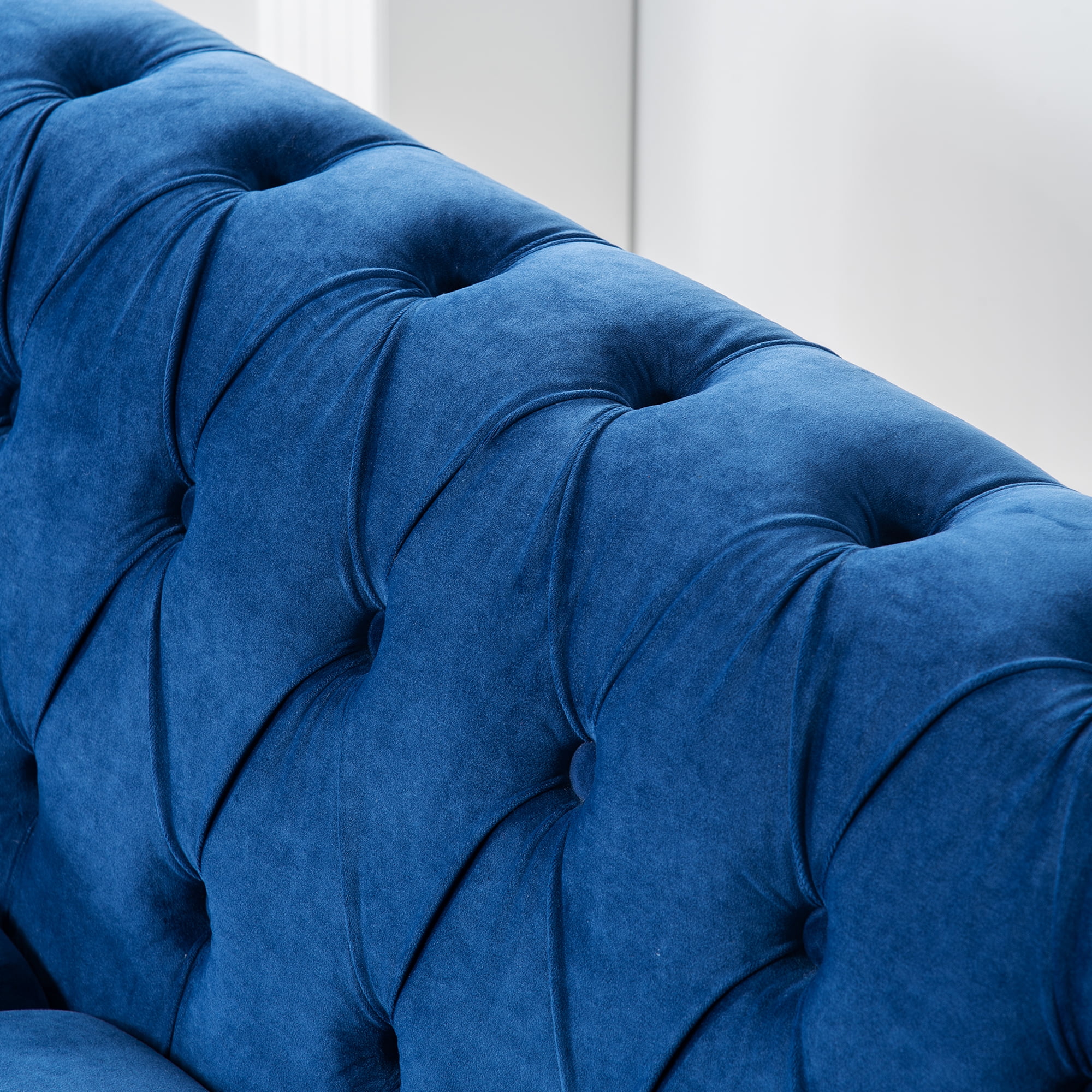 Resenkos 84" Width Traditional Sofa Couch with Tufted Back and Square Arm for Apartment Blue Resenkos 84" Width Traditional Sofa Couch with Tufted Back and Square Arm for Apartment Blue