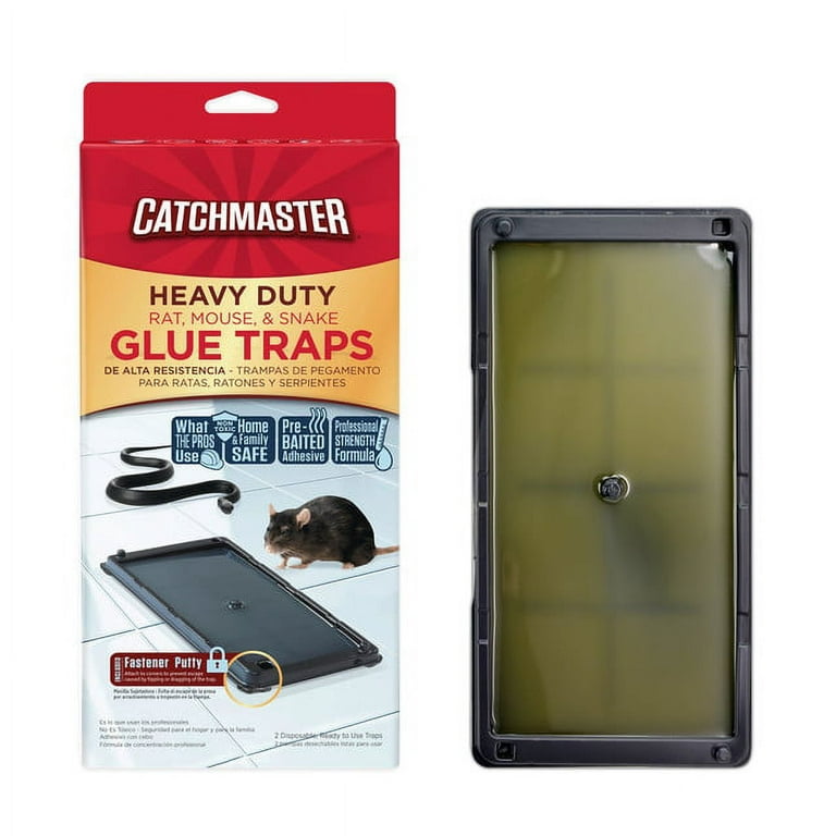 Catchmaster Heavy Duty Rat, Mouse, and Snake Glue Trap - 2pk, Ready-to-use,  Non-toxic, Indoor/Outdoor, Safer for Pets and Kids, 2 Count in the Animal &  Rodent Control department at