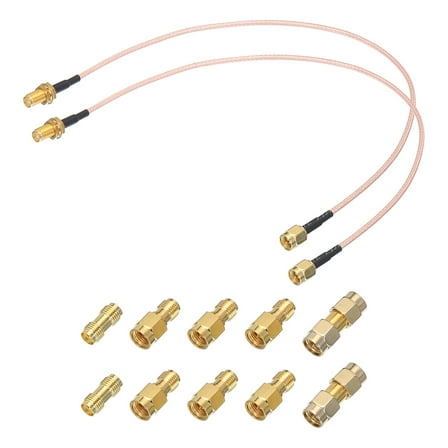 Uxcell RG316 Coaxial Cables SMA Male To SMA Female With Adapter Low Loss RF Coaxial Cable 1FT Orange 2Pcs