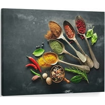 Spices Canvas Wall Art Framed Spoon Kitchen Pictures Wall Decor Food Poster Prints Spice Artwork for Home Kitchen Living Room Dining Room Restaurant Decoration - 12x18 Inch