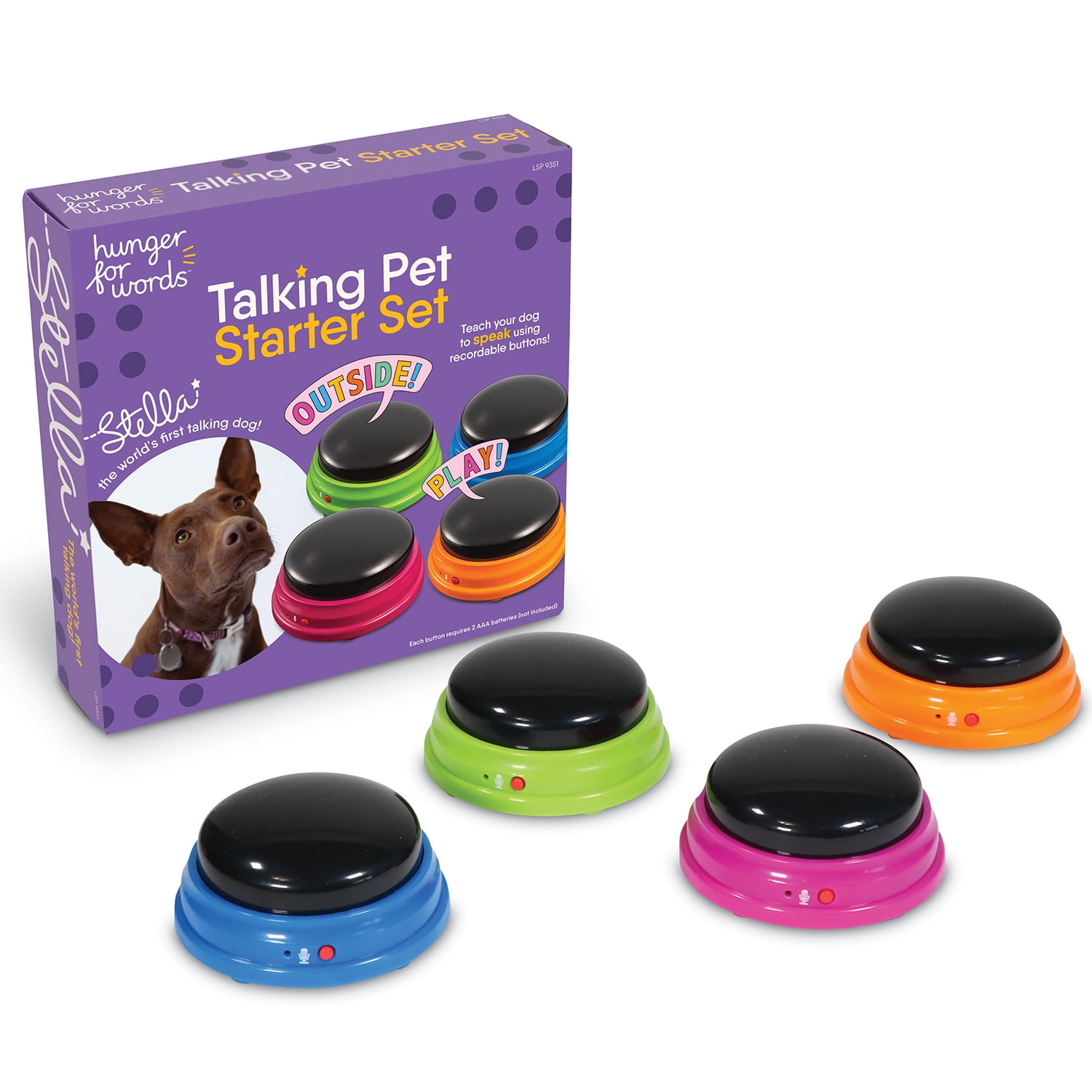 Hunger For Words Talking Pet Starter Set, Recordable Buttons for Dog