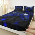 thumbnail image 3 of Manfei Neon Gamepad Full Size Sheets,Modern Geometric Square Bed Sheets,Blue Black Sheet Sets For Boys Kids,Super Cozy Bedroom Decor,4pcs, 3 of 7