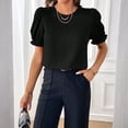 thumbnail image 5 of Stichou Women's Puff Short Sleeve Tops Spring Summer 2026 Crew Neck Trendy Outfits Casual T Shirts Beach Vacation Fashion Clothing Black XL, 5 of 7