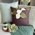 thumbnail image 5 of Cushion Cover, Brown Shams, Leaf Felt Applique Tropical Theme Pillow Sham, 24x24 inch (60x60 cm) Pillow Sham, Square Faux Suede Pillow Sham, Floral Pattern - Oliveleafyday, 5 of 10