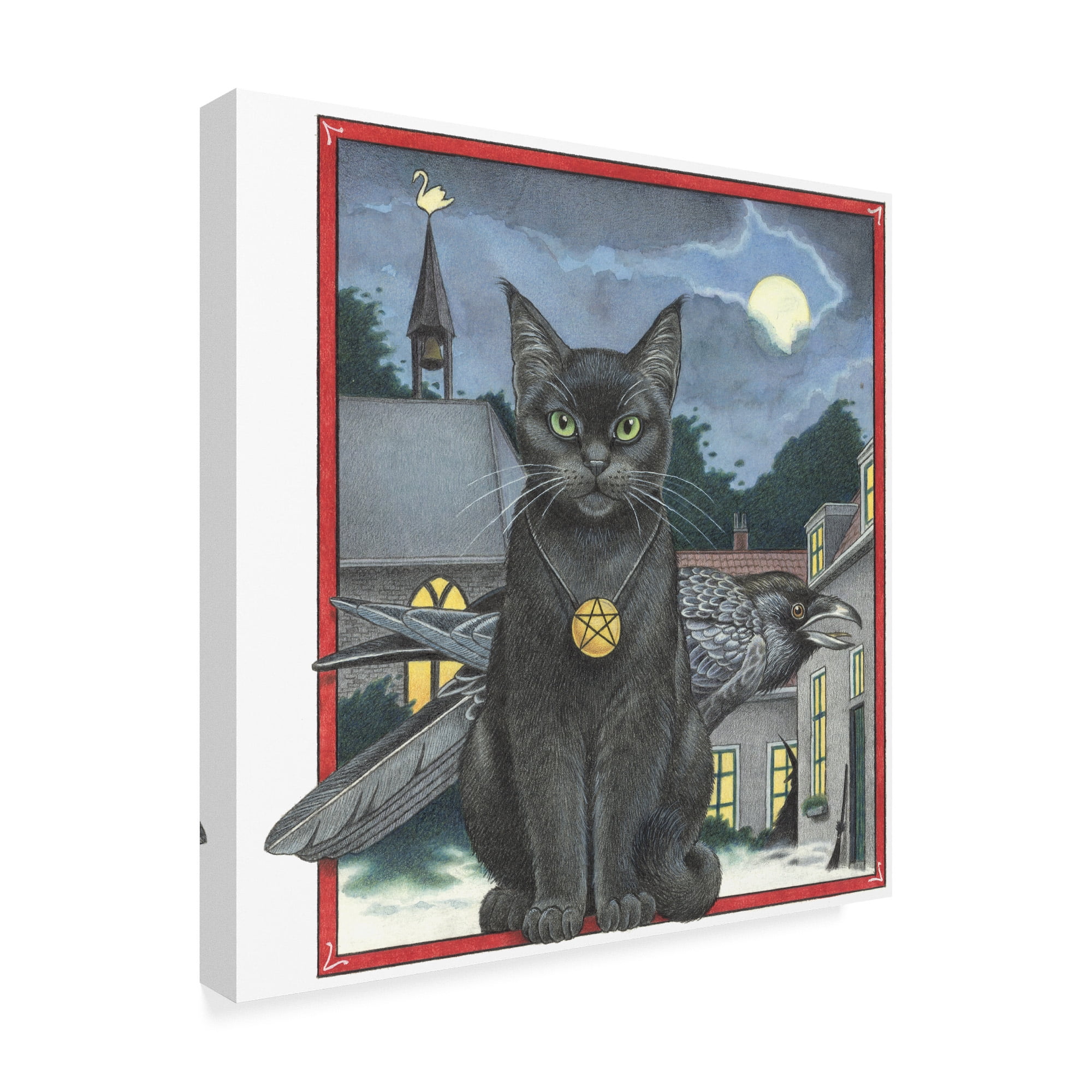 Trademark Fine Art 18 x 18 Animals Canvas Art ' Halloween Black Cat ' by Francien Van Westering