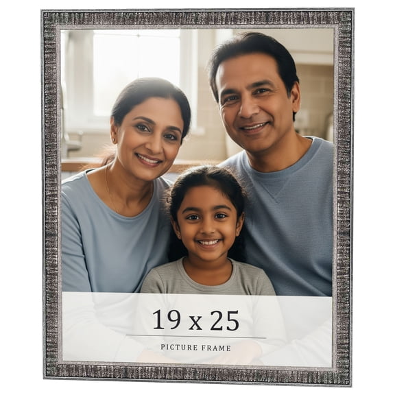 19x25 Frame Silver Grey Distressed Solid Wood Picture Frame | 0.75 Inch Moulding Width | Interior