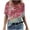 Watermelon Red, variant on Fesfesfes Women Plus Size Workout Clothing Women's Fashion Casual Plus Size Scenic Flowers Printing V-Neck T-Shirt Tops Womens Tops L(US:8)