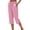 Pink, variant on Summer 3/4 Capris for Women Straighte Leg Loose Capri Pants Elastic Waist Cropped Striped Palazzo Trousers with Pocket Pink L