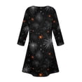 thumbnail image 5 of WTOBBY Women's Halloween Printed Fashionable V-Neck Button 3/4 Sleeve Pocket Dress - Spooky and Chic Dress with V-Neck Design, Ideal for Halloween Parties,Blue L, 5 of 6