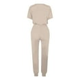 thumbnail image 5 of Scyoekwg Womens Casual 2 Piece Outfits Trendy Casual Loose Sweatsuits Sets Solid Color Tracksuit Short Sleeve Round Neck Drawstring Tops Jogger Pants (Beige,L), 5 of 5