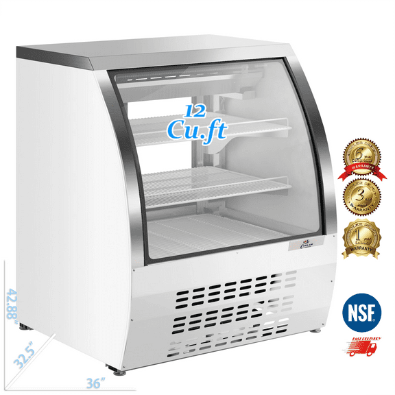 Cooler Depot 36" White Curved Glass Refrigerated Deli Case, NSF Certified