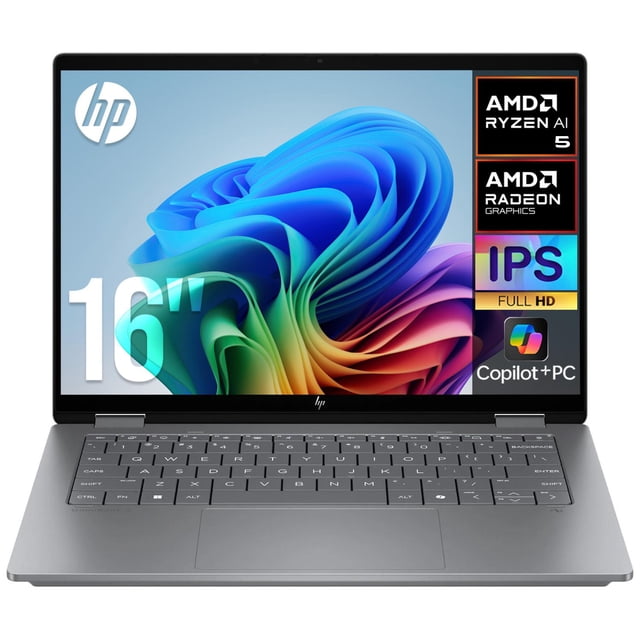 Laptop AI PC HP OmniBook X Flip 2 en 1 Ryzen AI 5 340 NPU 50 TOPS 16GB 512GB Pantalla Touch 16" FHD+ Teclado Ingles Copilot+PC
