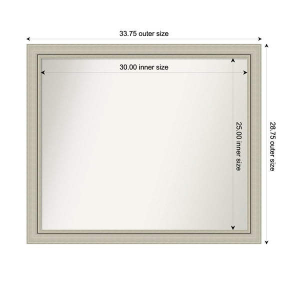 Amanti Art Custom Wall and Bathroom Mirror (28.75 x 33.75 in.), Romano Silver Narrow Frame