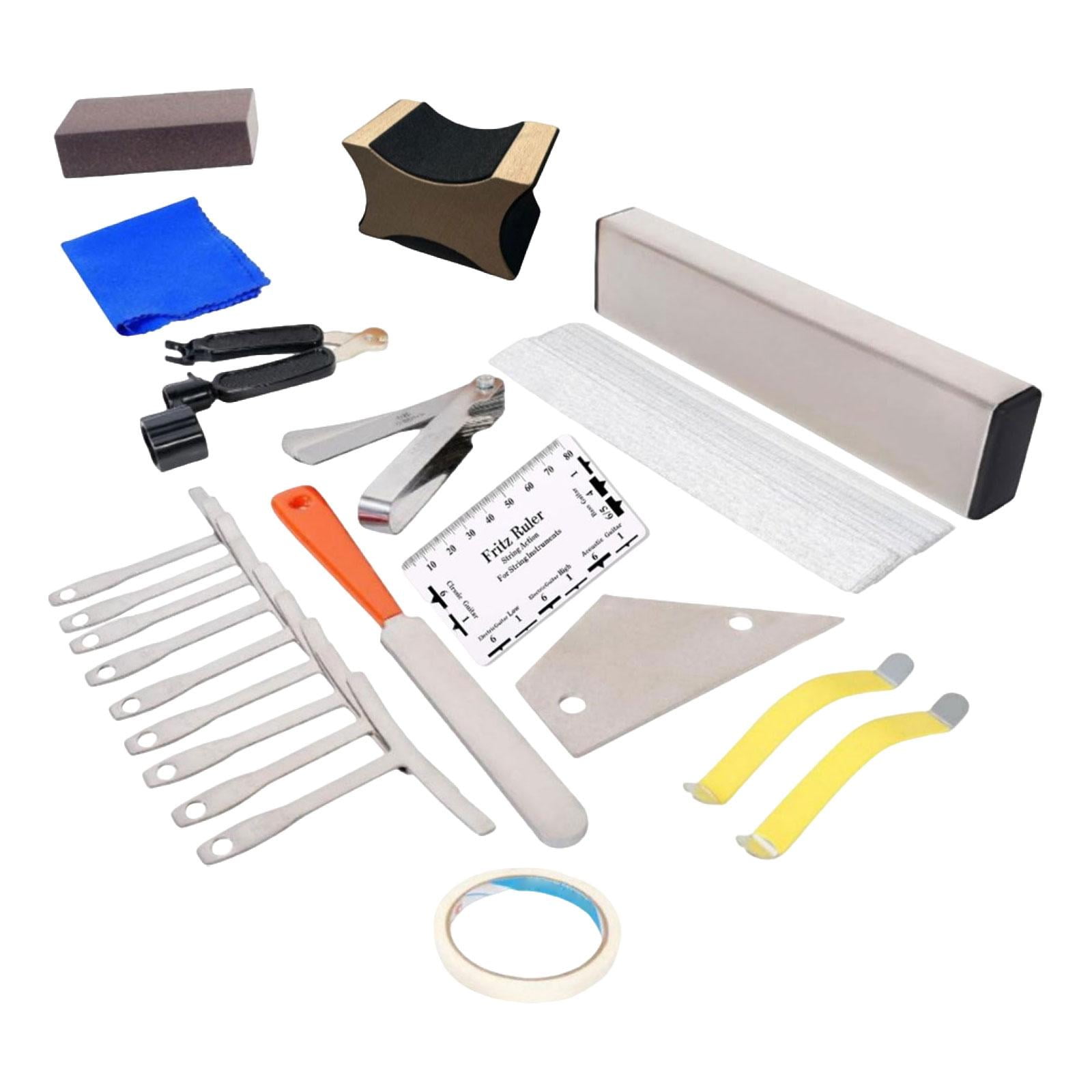 LeeQinersw Guitar Maintenance Tool Kit Guitar Setup Tool Kits Measuring Tool Fret Leveling Kits for Electric Guitar Electric Guitar Bass