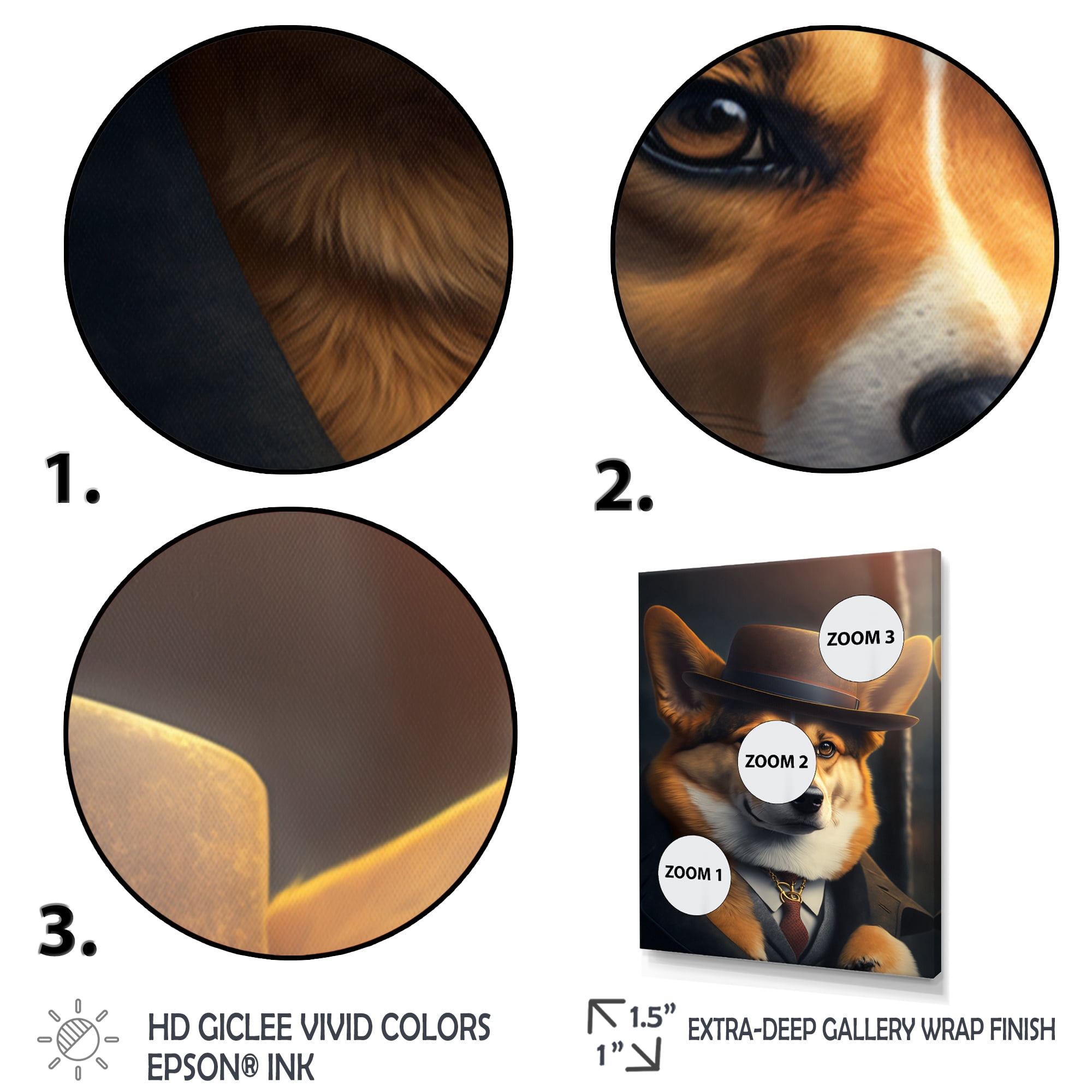 Designart Mafia Corgi Canvas Wall Art
