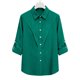 thumbnail image 5 of Camisas de Manga Larga para las Mujeres Botón de Solapa de Ajuste Suelto Delantero Blusa de Túnica de Imitación de Lino, Camisas de Manga Larga para las Mujeres Bajo Scrubs, 5 of 8