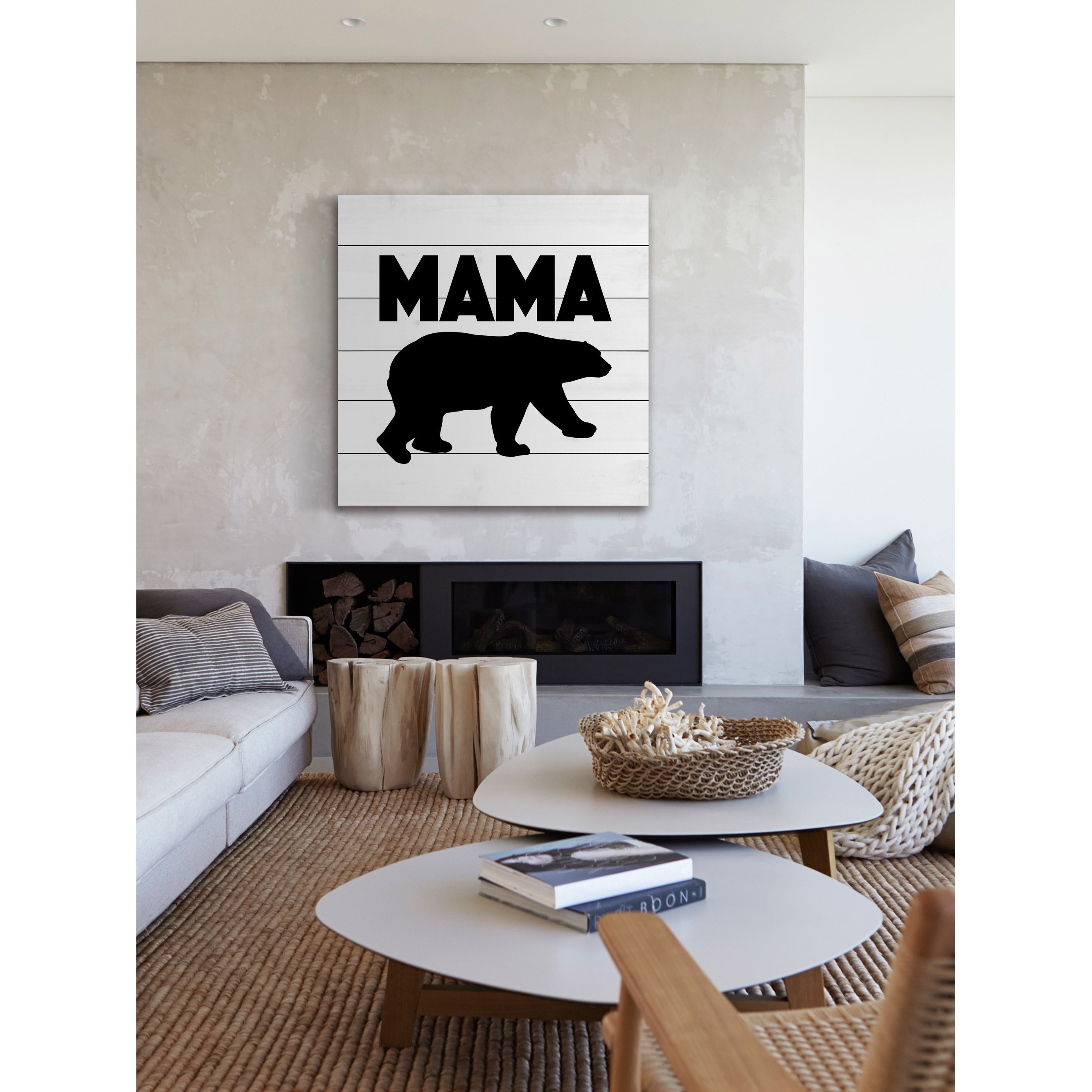 Marmont Hill "Mama Bear Black" By Diana Alcala Painting Art Print On White Wood, 40.0" x 1.5"