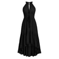 thumbnail image 7 of Noric Women's Halter Neck Dresses Lace Up Front Tiered Ruffle Asymmetrical Hem Summer Bohemian A Line Dresses, 7 of 7