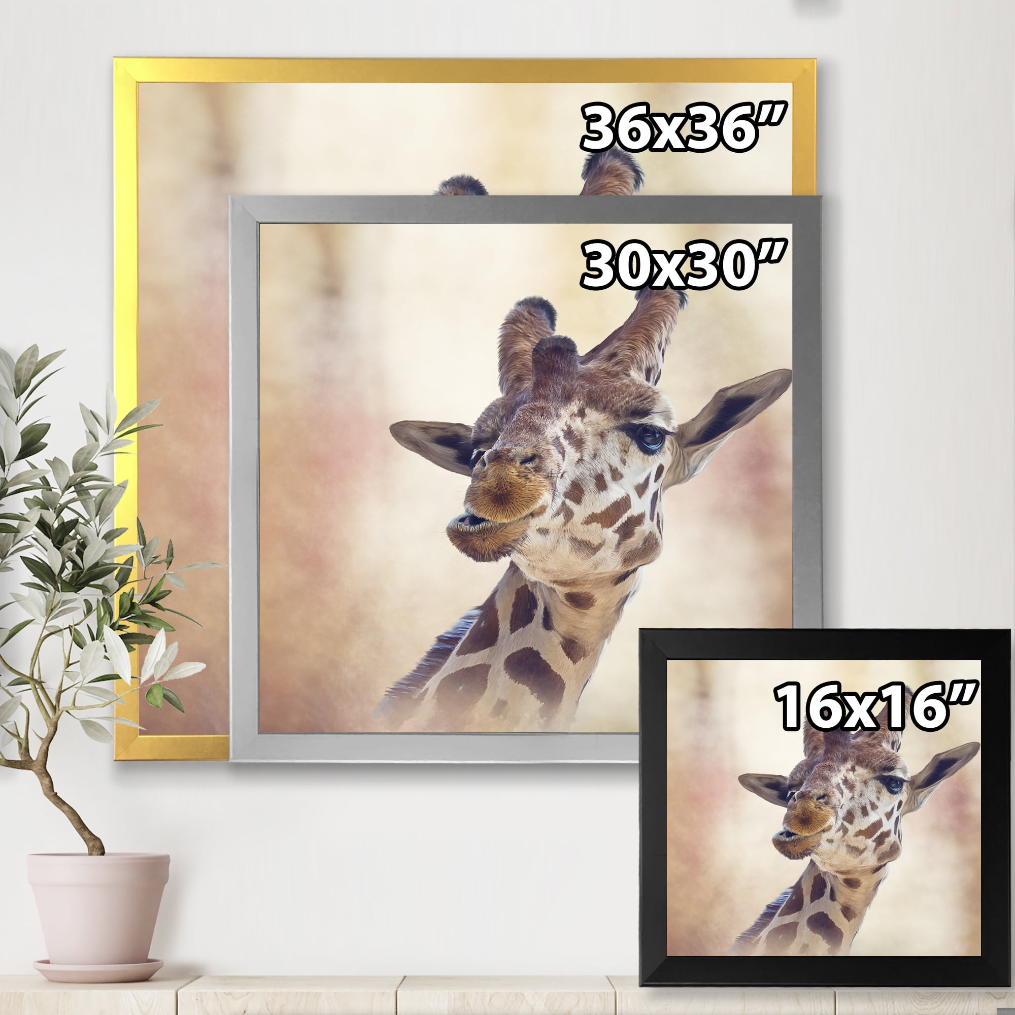 Designart 'Close Up Portrait of A Giraffe VI' Farmhouse Framed Art Print