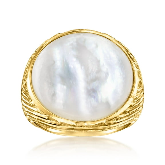 Ross-Simons Round Mother-Of-Pearl Ring in 18kt Gold Over Sterling, Women's, Adult