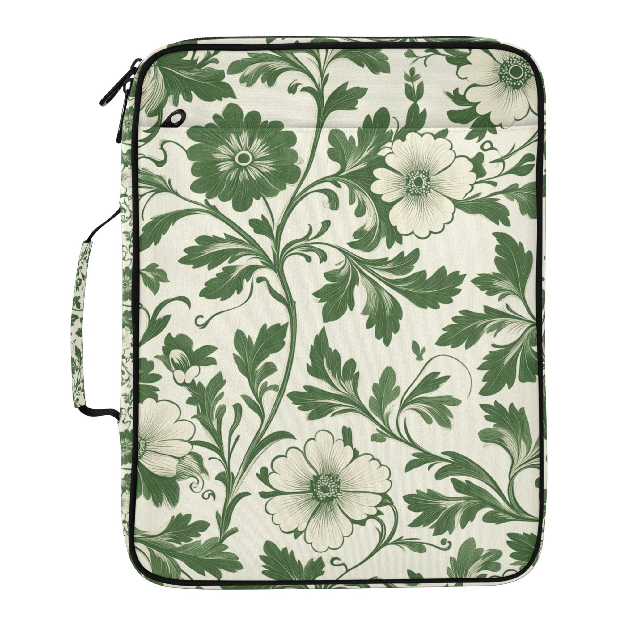 FORMRS Accordion File Folder A4 Size 7-Pocket Expanding Document Organizer Bag with 3 Ring Binder, Green Floral