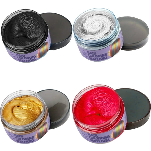 EZGO 4pc Hair Color Wax Kit Temporary Hairstyle Dye Cream - White, Black,  Red, Gold 